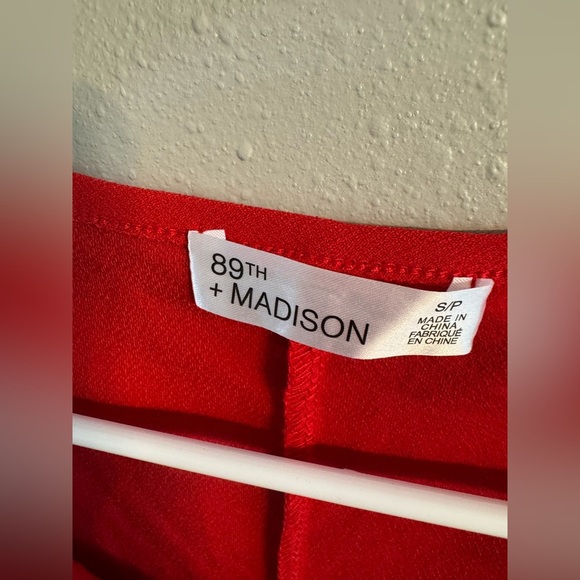 2/$20 89th & Madison Vivid Red Blouse with Sheer Sleeves - Picture 3 of 7